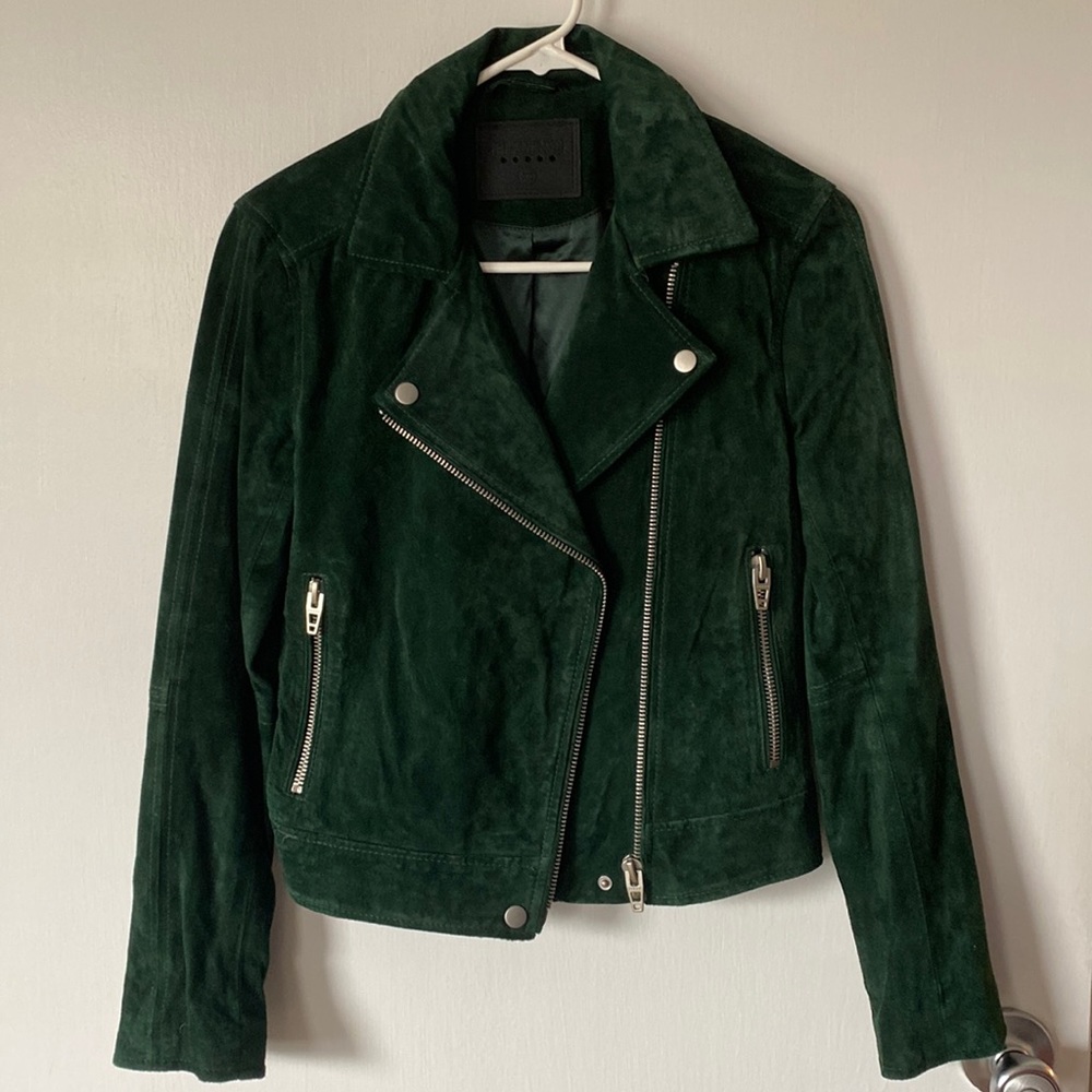 BLANKNYC Suede Moto Jacket in Emerald